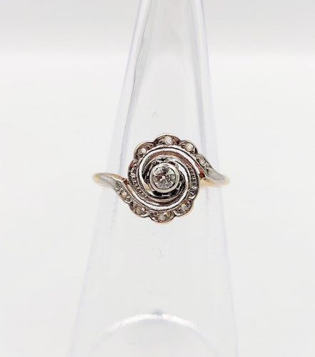 50.5 Bague tourbillon antique en or 18k, platine et diamants 58 Facettes A07658