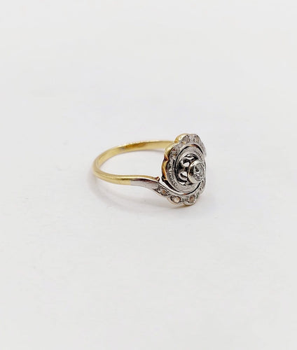 50.5 Bague tourbillon antique en or 18k, platine et diamants 58 Facettes A07658