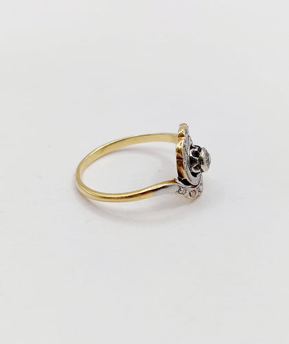 50.5 Bague tourbillon antique en or 18k, platine et diamants 58 Facettes A07658