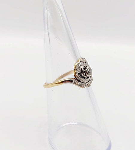 50.5 Bague tourbillon antique en or 18k, platine et diamants 58 Facettes A07658