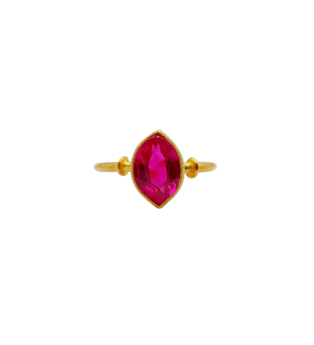 Bague antique en or 18k et rubis synthétique