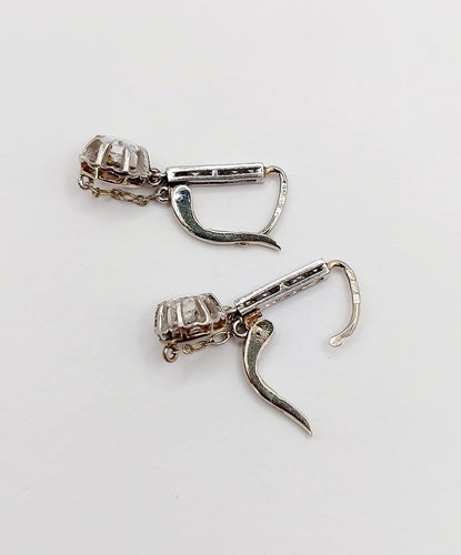 Dormeuses Art déco en or blanc 18k, platine et diamants 58 Facettes A07675