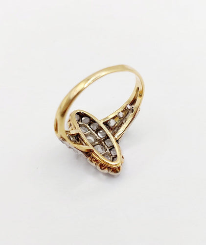 49.5 Bague marquise antique en or 18k, platine et diamants taille rose 58 Facettes A07676