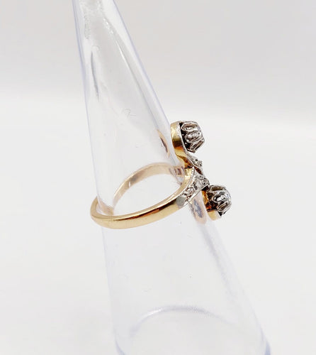 49 Bague toi et moi en or 18K et platine, diamants 58 Facettes A07655