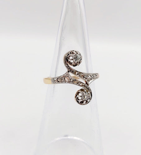 49 Bague toi et moi en or 18K et platine, diamants 58 Facettes A07655
