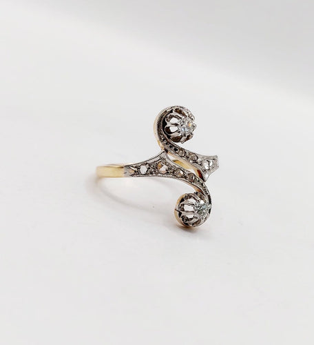 49 Bague toi et moi en or 18K et platine, diamants 58 Facettes A07655