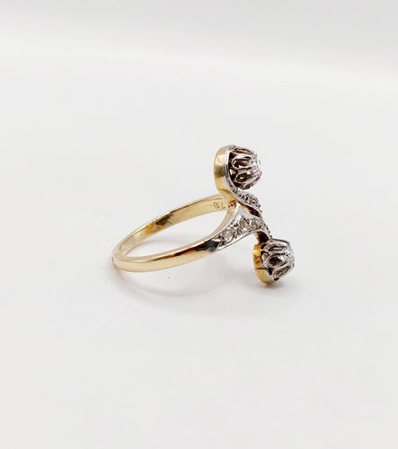 49 Bague toi et moi en or 18K et platine, diamants 58 Facettes A07655