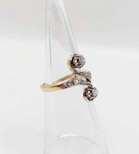 49 Bague toi et moi en or 18K et platine, diamants 58 Facettes A07655