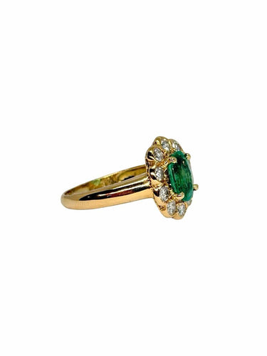 Bague 55 Bague en or jaune 18K avec émeraude et diamants 58 Facettes 2175