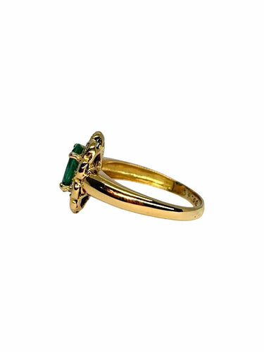 Bague 55 Bague en or jaune 18K avec émeraude et diamants 58 Facettes 2175