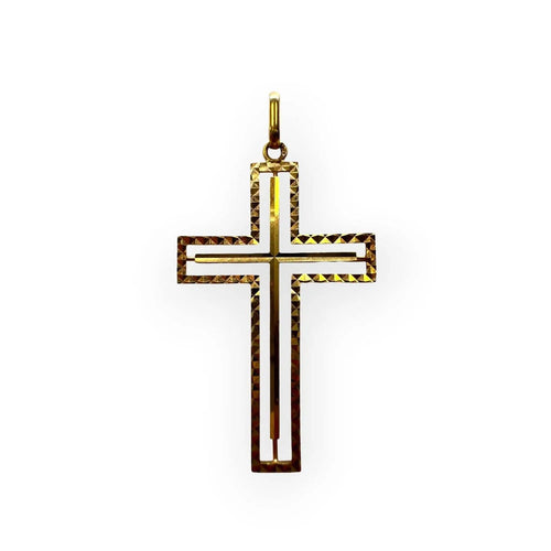 Pendentif croix ajourée en or jaune 750 58 Facettes 330100022