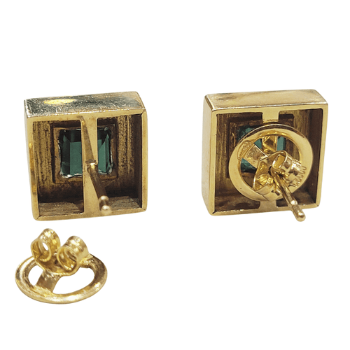 Boucles d'oreilles en or 18K et tourmalines vertes 58 Facettes PE809