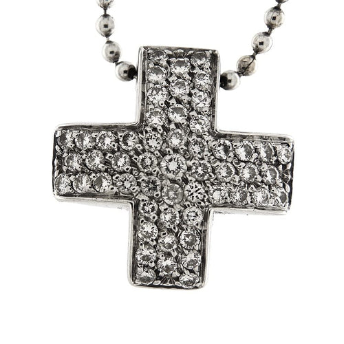 Collier - Pendentif croix en or blanc et diamants 0,58 ct 58 Facettes G3998