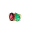 Bague 52 Toi et Moi - Bague en or jaune, émeraude et grenat rhodolite 58 Facettes 50485