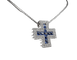 Pendentif croix en or blanc 18 carats, saphirs et diamants 58 Facettes Pendentif 4