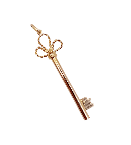 Pendentif clé vintage en or rose 18k