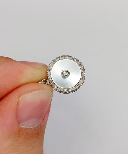 Art déco - Pendentif cible en or 18k, platine, diamant et nacre 58 Facettes A07617