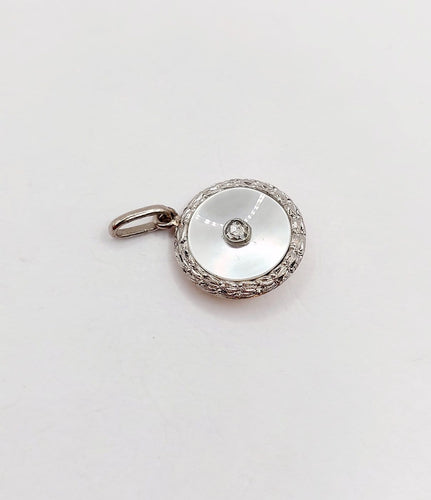 Art déco - Pendentif cible en or 18k, platine, diamant et nacre 58 Facettes A07617