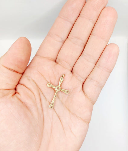 Pendentif croix antique en or rose 18k et diamants taille rose 58 Facettes A07607