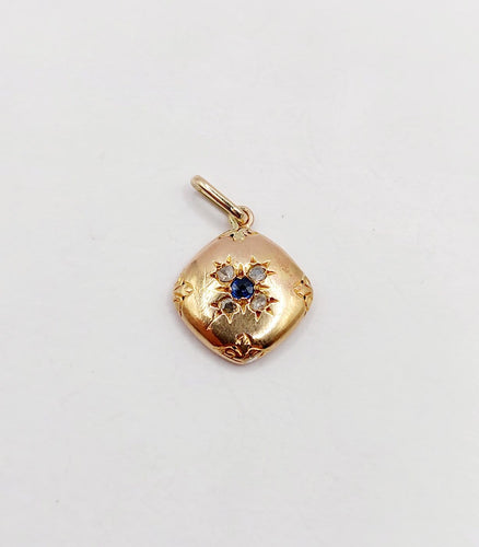 Pendentif Pendentif fleur antique en or rose, saphir et diamants 58 Facettes A07608