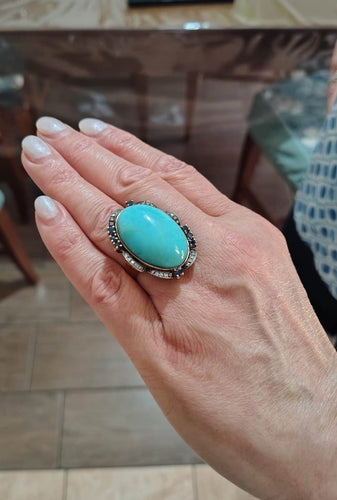 63 Bague vintage en or, turquoise, saphirs et diamants 58 Facettes 4476