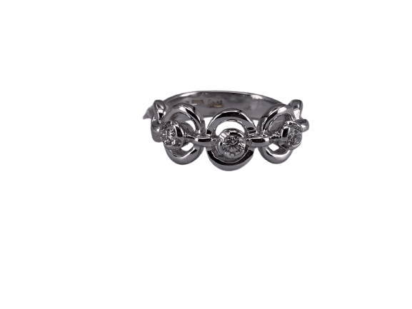 Bague trois pierres en or blanc et diamant