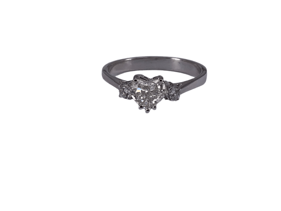Bague solitaire 3 diamants cœur en or blanc