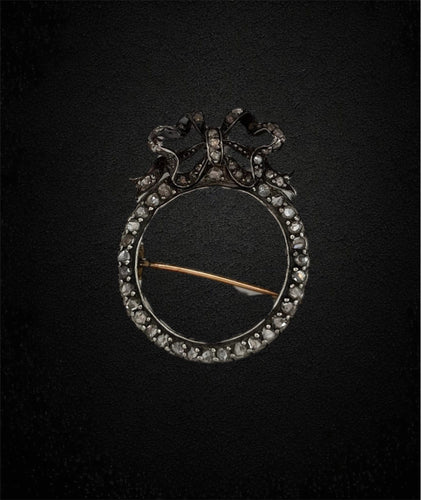 Broche Spilla vittoriana en or rose et argent, vers 1830, diamants 58 Facettes