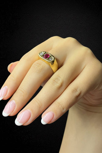 Bague Anello à pont avec rubis et diamants en or jaune 58 Facettes