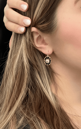 Boucles d'oreilles Impero austro-ungarico - Boucles d'oreilles pendantes en émail noir 58 Facettes