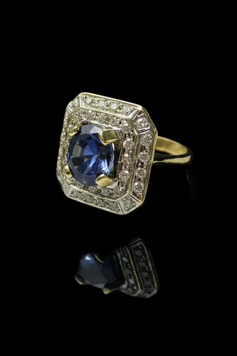 Bague 55 Bague octogonale - Saphir Verneuil et diamants 58 Facettes