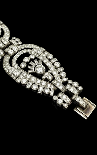 Bracelet Art Déco - Bracelet en or blanc et diamants 58 Facettes