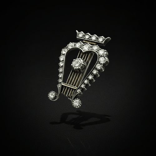 Broche Lira - Broche en or jaune et argent, diamants 58 Facettes