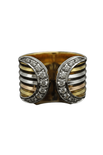 Bague Bague en or trois couleurs et diamants 58 Facettes