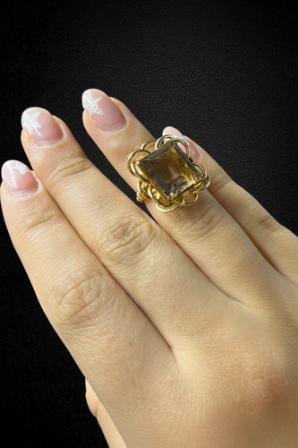 Bague 48 Bague - Quartz morion en or jaune 18 ct 58 Facettes