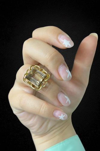 Bague Bague - Quarzo Morione en or jaune 18 kt 58 Facettes