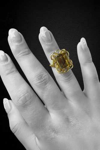 Bague 48 Bague - Quartz morion en or jaune 18 ct 58 Facettes