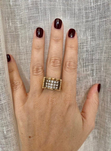 Bague 52 Art déco - Bague en or jaune 18 k diamants 58 Facettes