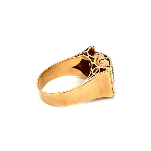 Bague 52 Art déco - Bague en or jaune 18 k diamants 58 Facettes