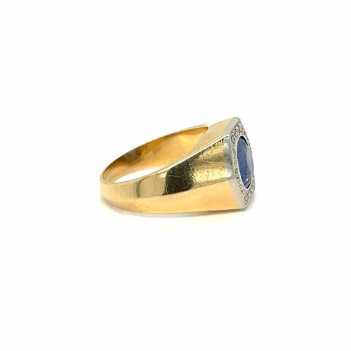 Bague 54 Art déco - Bague saphir et diamants en platine et or jaune 58 Facettes