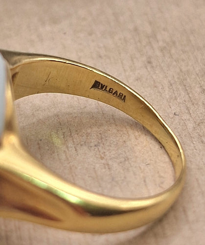 Bague Bulgari Chandra - Bague en or jaune 18 kt et porcelaine blanche 58 Facettes