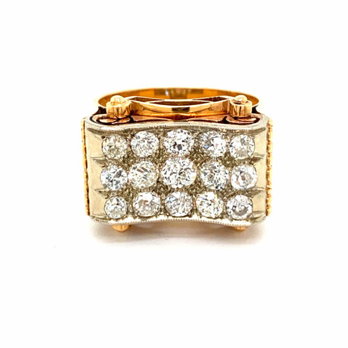 Bague 64 Retro - Bague cocktail en or jaune et blanc diamants 58 Facettes