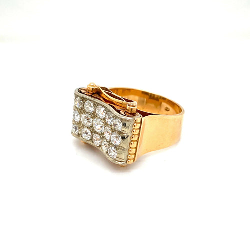 Bague 64 Retro - Bague cocktail en or jaune et blanc diamants 58 Facettes