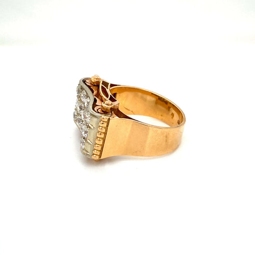 Bague 64 Retro - Bague cocktail en or jaune et blanc diamants 58 Facettes