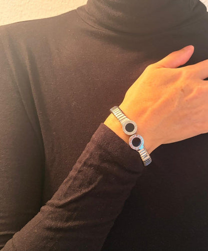 Bracelet Bvlgari Bvlgari - Bracelet Tubogas en acier et onyx 58 Facettes AZ-PG-262169