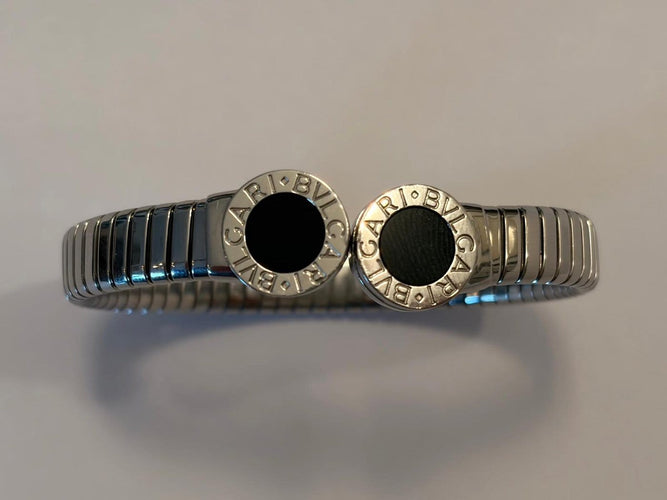 Bracelet Bvlgari Bvlgari - Bracelet Tubogas en acier et onyx 58 Facettes AZ-PG-262169