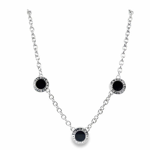 Collier Bulgari Bvlgari - Collier réversible en or blanc avec diamants et onyx 58 Facettes