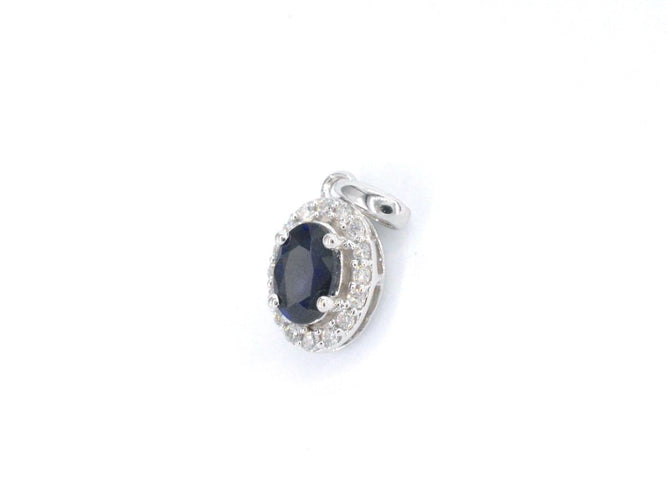 Pendentif halo en or blanc avec diamants et saphir 58 Facettes 2016
