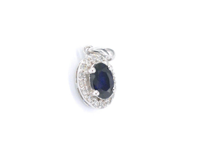 Pendentif halo en or blanc avec diamants et saphir 58 Facettes 2016