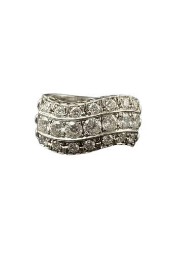 Bague 55 Onda - Bague à diamants en or blanc 58 Facettes